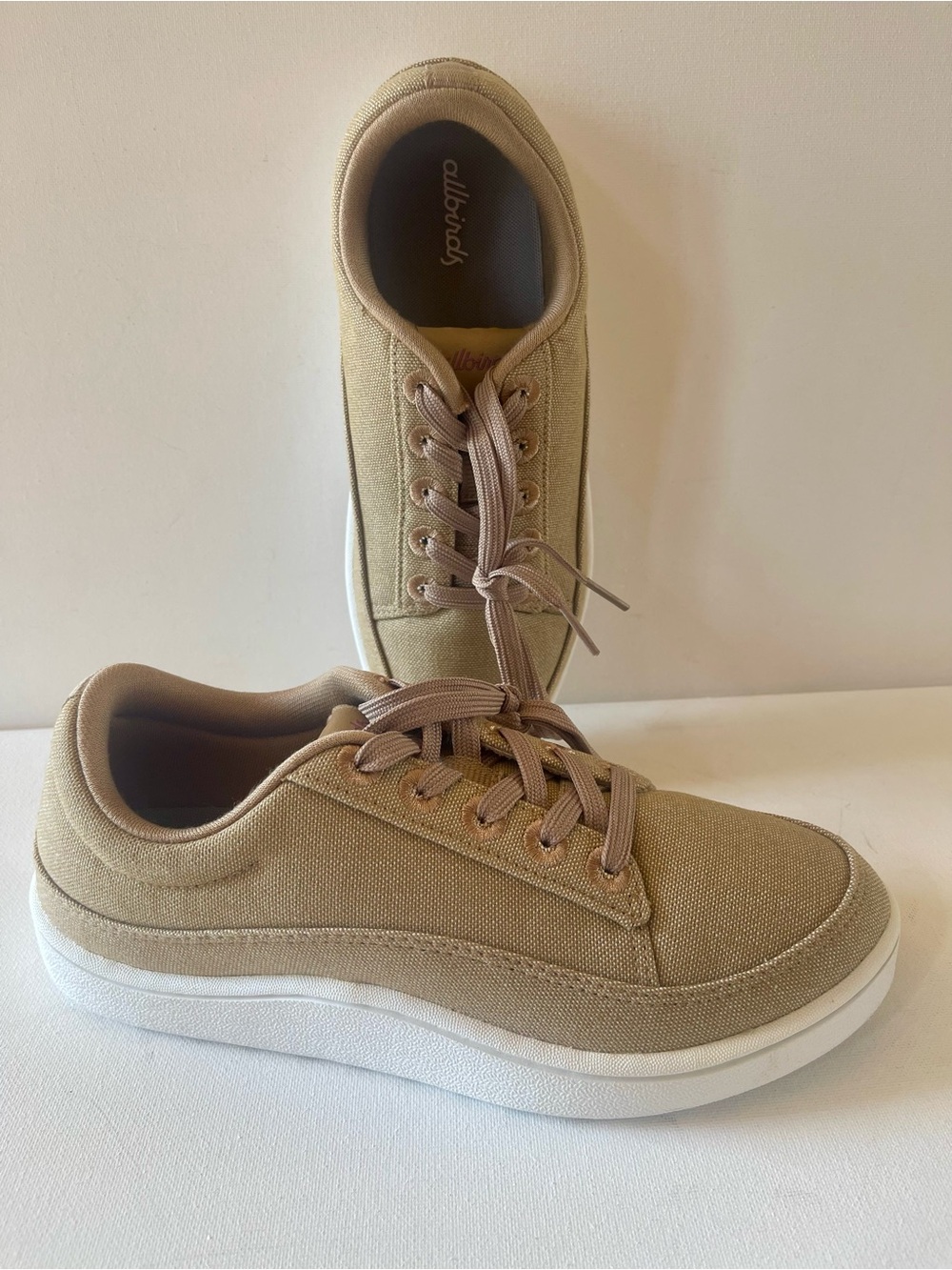 NEW ALLBIRDS CANVAS PACERS HAZY BEIGE SKATER CHIC SNEAKER WOMENS SIZE 6 - Picture 9 of 14